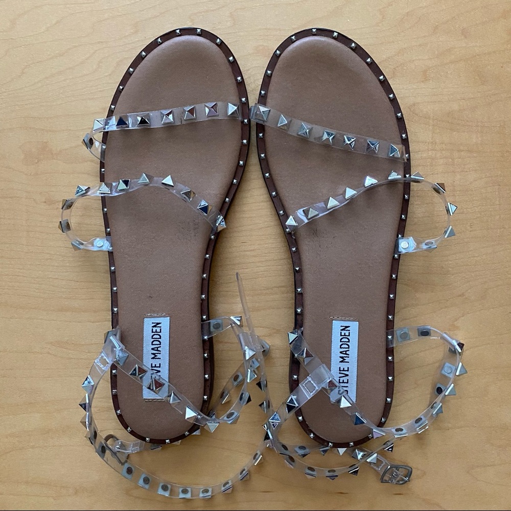 Steve Madden Studded Travel Clear Sandals